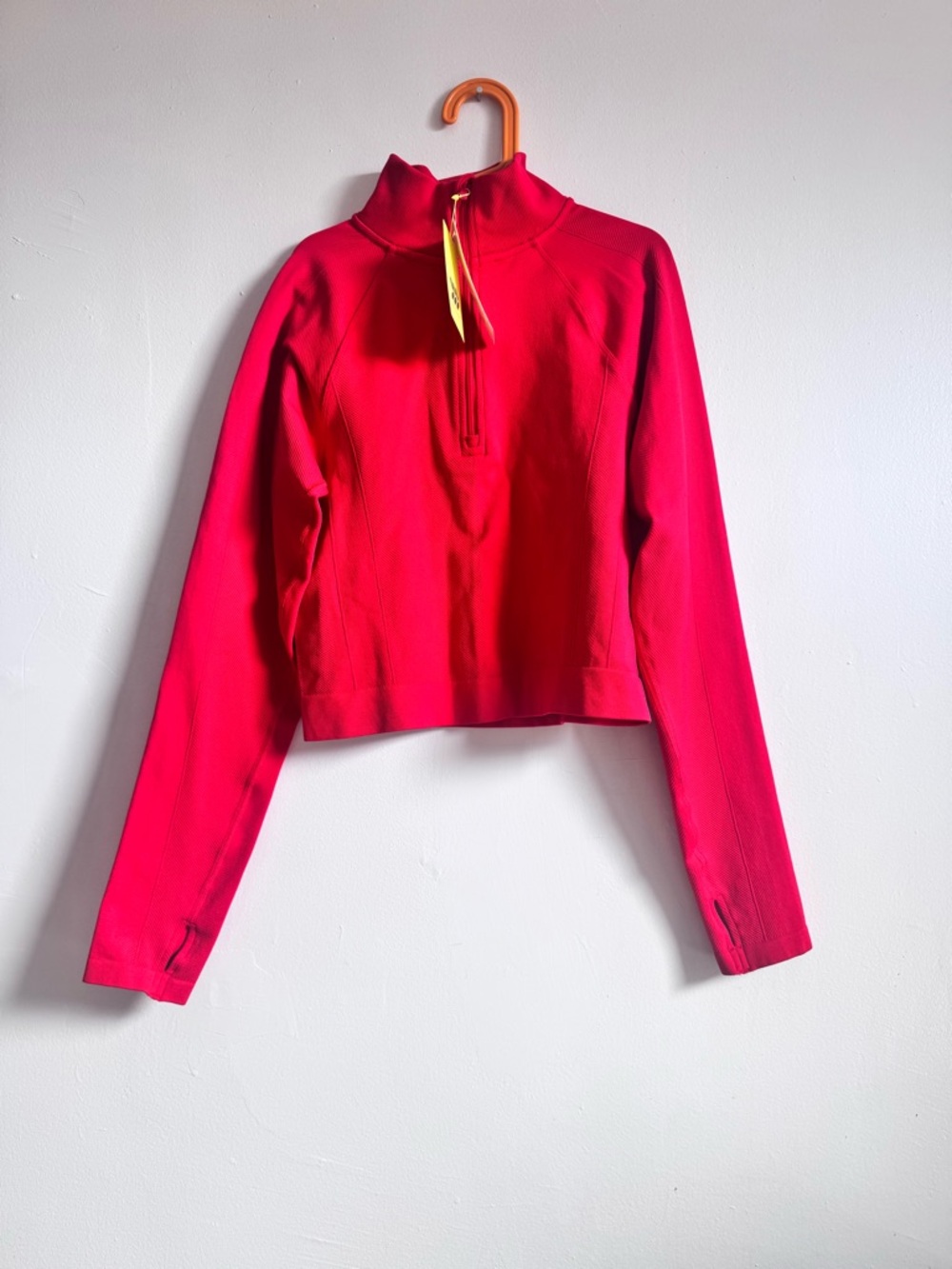 Women’s Red Quarter-Zip Long Sleeve Top